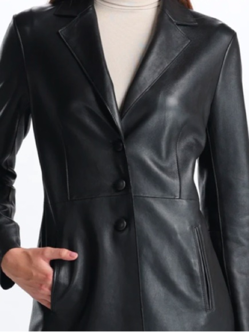 Danier Black Leather Trench Coat